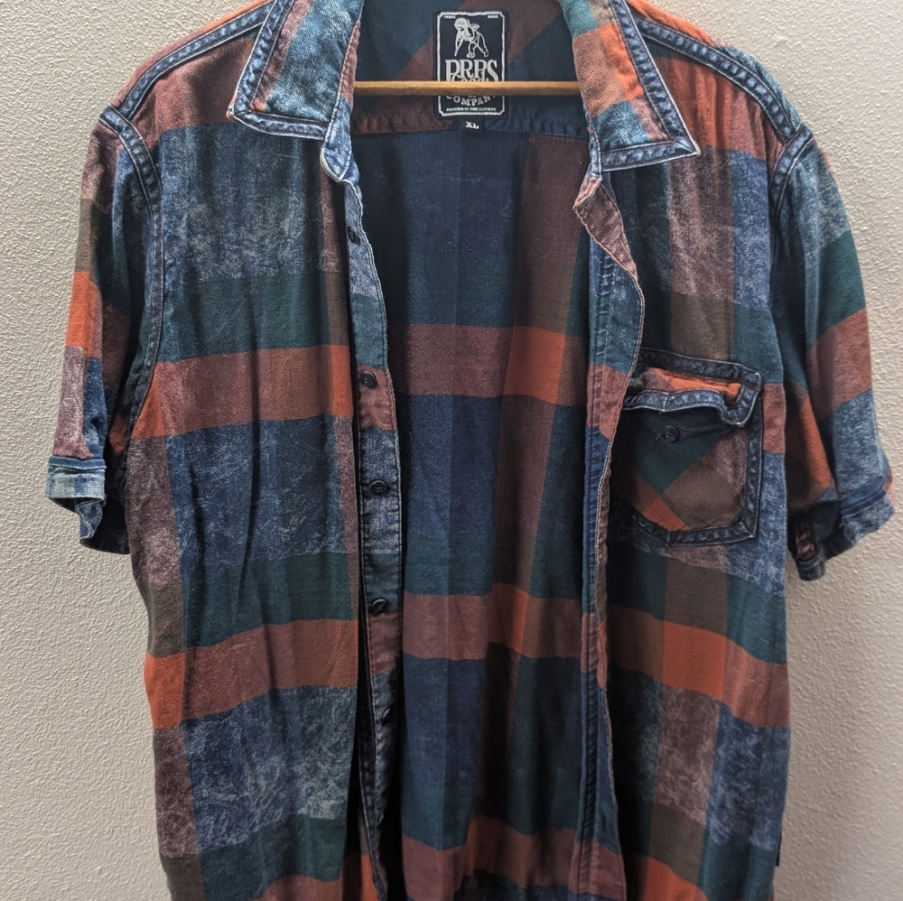 PRPS Goods & Company Mens shirt Size XL Plaid Button up Short Sleeve 1 Pocket